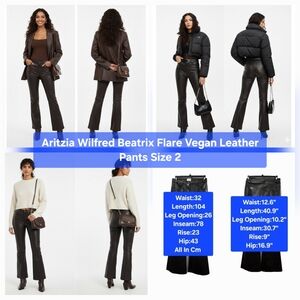 Aritzia Wilfred Beatrix Flare Vegan Leather Pants Size 2